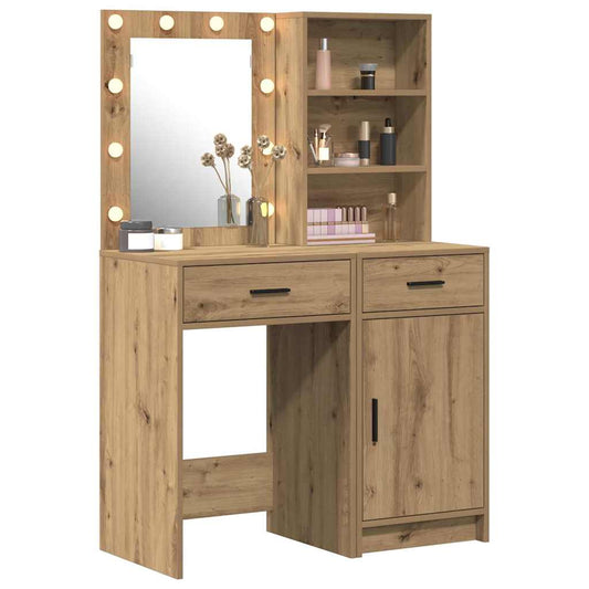 Dressing Table Set with Shelf 2 pcs Artisan Oak Engineered Wood