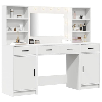 Dressing Table Set with Drawer 3 pcs White Engineered Wood