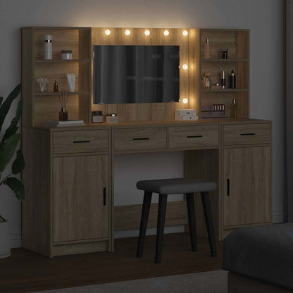 Dressing Table Set with Drawer 3 pcs Sonoma Oak Engineered Wood