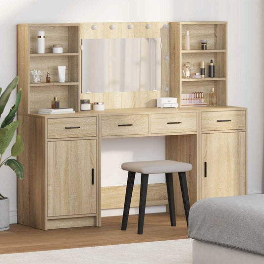 Dressing Table Set with Drawer 3 pcs Sonoma Oak Engineered Wood