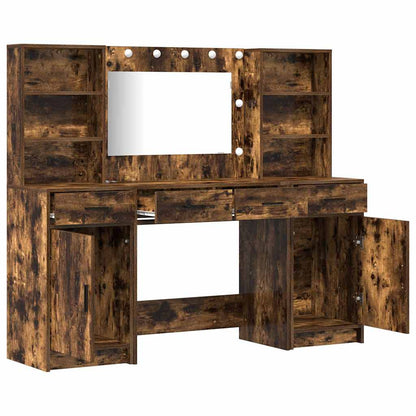 Dressing Table Set with Drawer 3 pcs Smoked Oak Engineered Wood