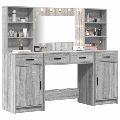 Dressing Table Set with Shelf 3 pcs Grey Sonoma Engineered Wood