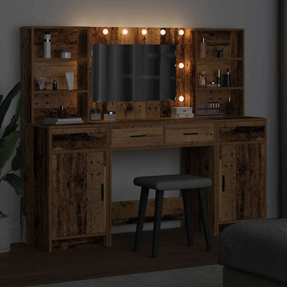 Dressing Table Set with Drawer 3 pcs Old Wood Engineered Wood