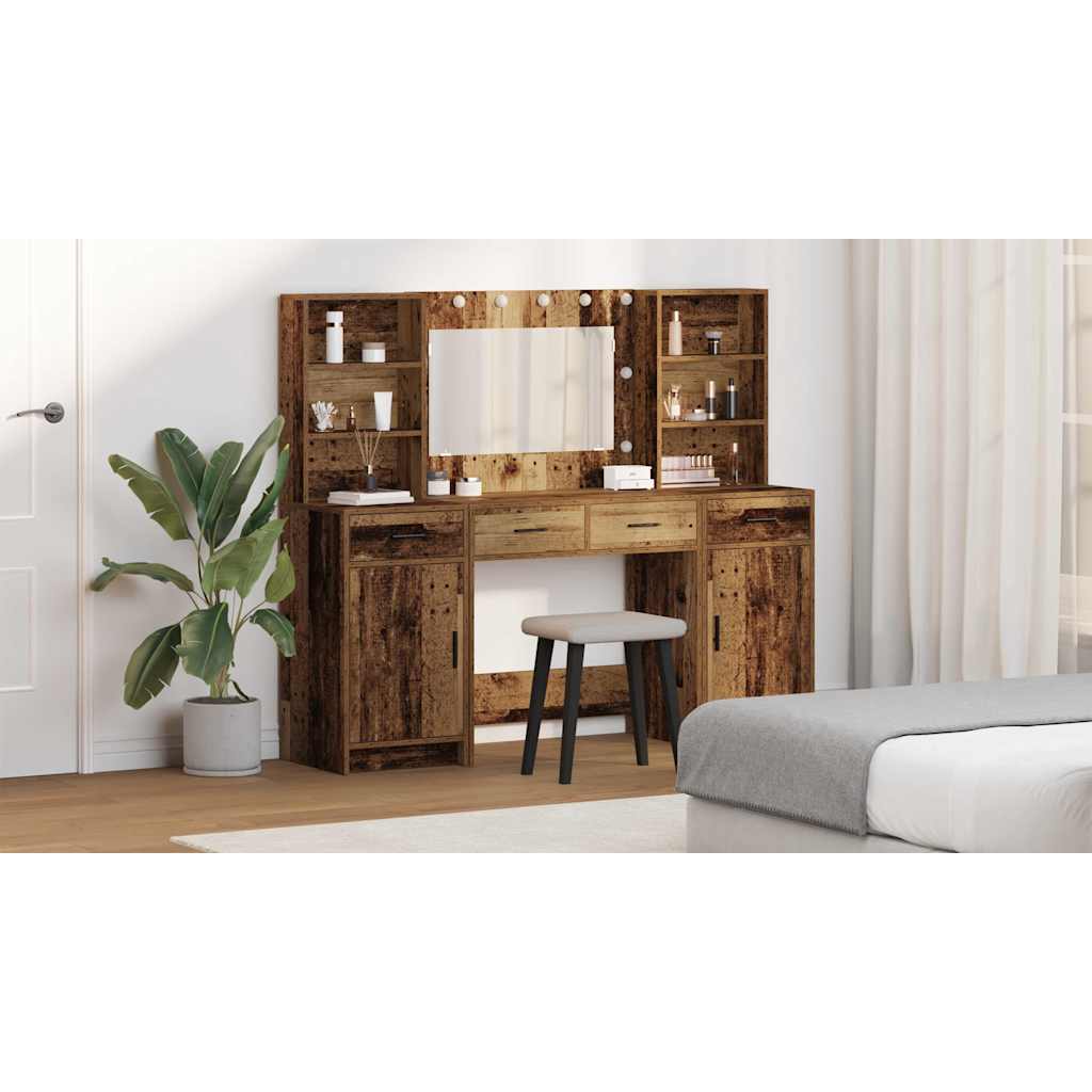 Dressing Table Set with Drawer 3 pcs Old Wood Engineered Wood
