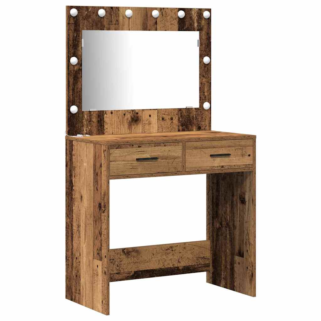 Dressing Table Set with Drawer 3 pcs Old Wood Engineered Wood