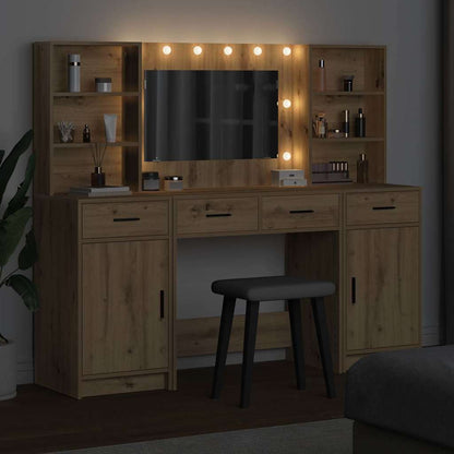 Dressing Table Set with Shelf 3 pcs Artisan Oak Engineered Wood