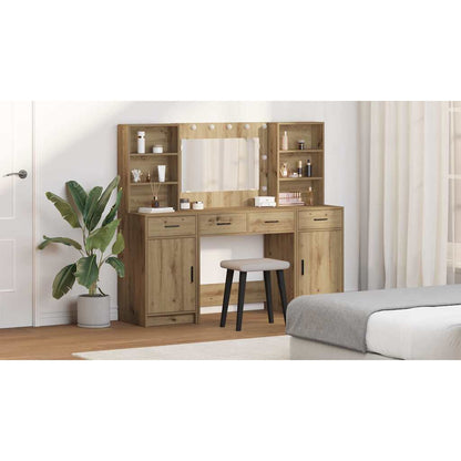 Dressing Table Set with Shelf 3 pcs Artisan Oak Engineered Wood