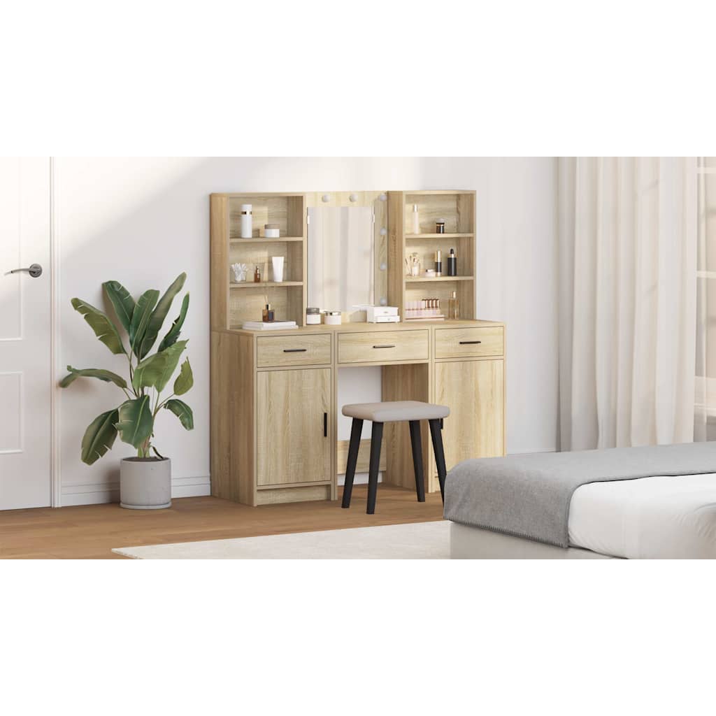 Dressing Table Set with Drawer 3 pcs Sonoma Oak Engineered Wood