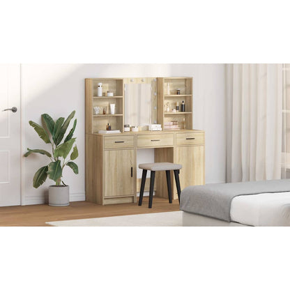 Dressing Table Set with Drawer 3 pcs Sonoma Oak Engineered Wood
