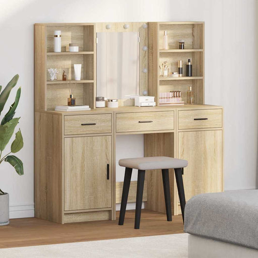 Dressing Table Set with Drawer 3 pcs Sonoma Oak Engineered Wood