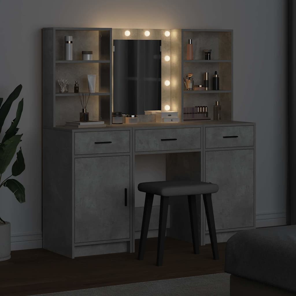 Dressing Table Set 3 pcs Concrete Grey Engineered Wood