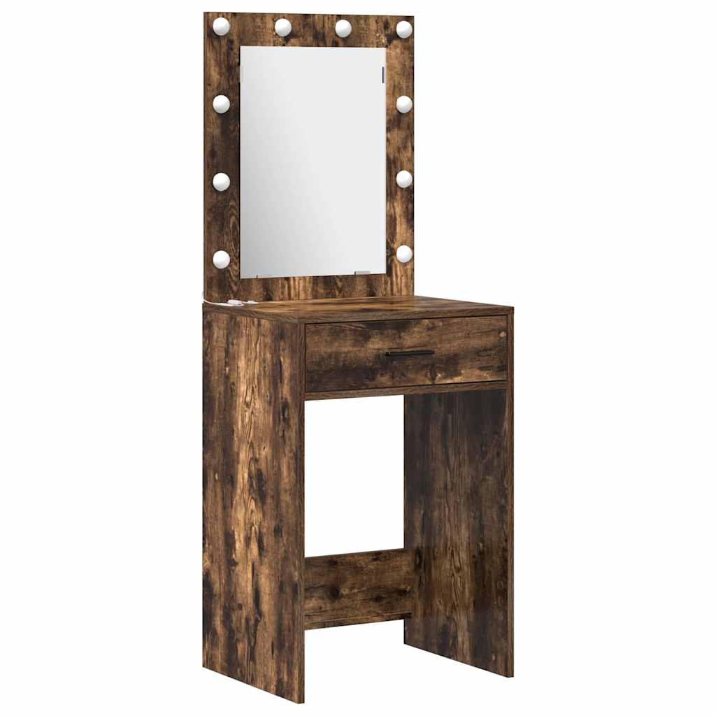 Dressing Table Set with Drawer 3 pcs Smoked Oak Engineered Wood