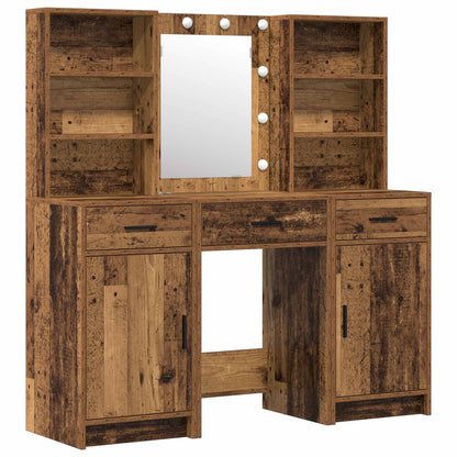 Dressing Table Set with Drawer 3 pcs Old Wood Engineered Wood