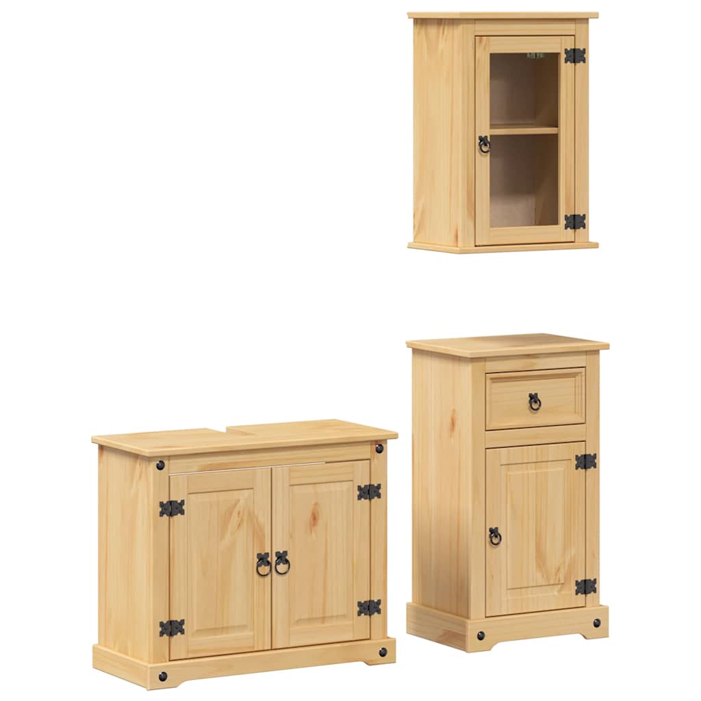 3 Piece Bathroom Furniture Set "Corona" Solid Wood Pine