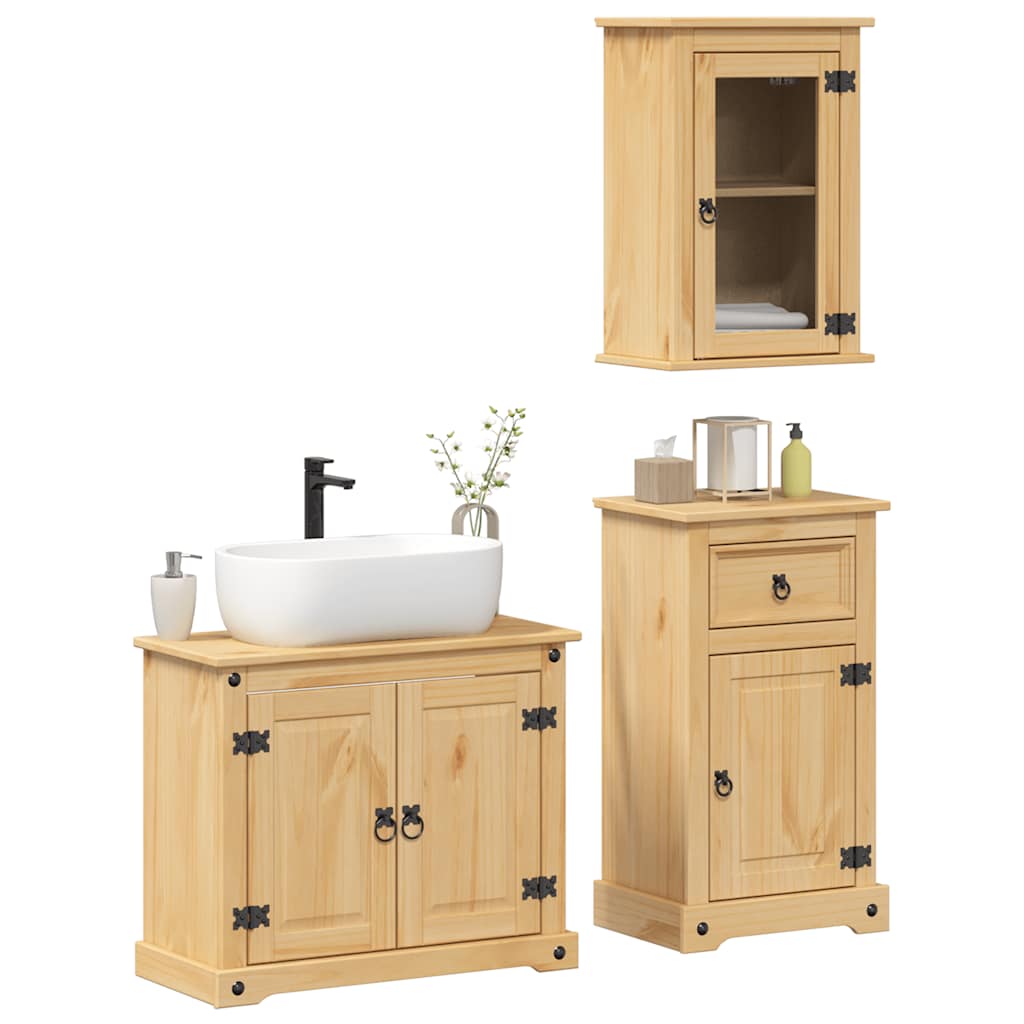 3 Piece Bathroom Furniture Set "Corona" Solid Wood Pine
