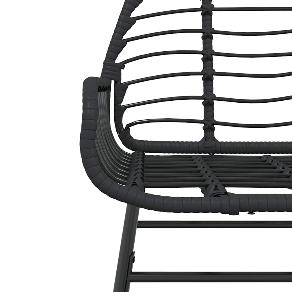 3 Piece Garden Dining Set Black Poly Rattan Glass