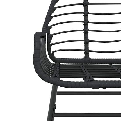 3 Piece Garden Dining Set Black Poly Rattan Glass