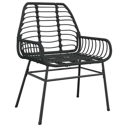 5 Piece Garden Dining Set Black Poly Rattan Glass
