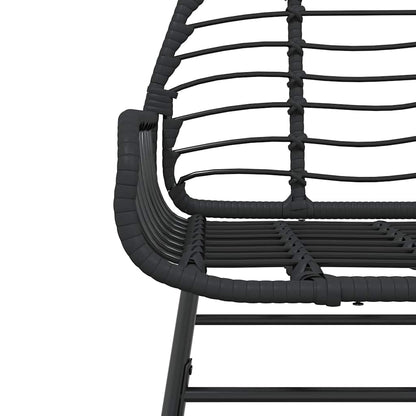 5 Piece Garden Dining Set Black Poly Rattan Glass