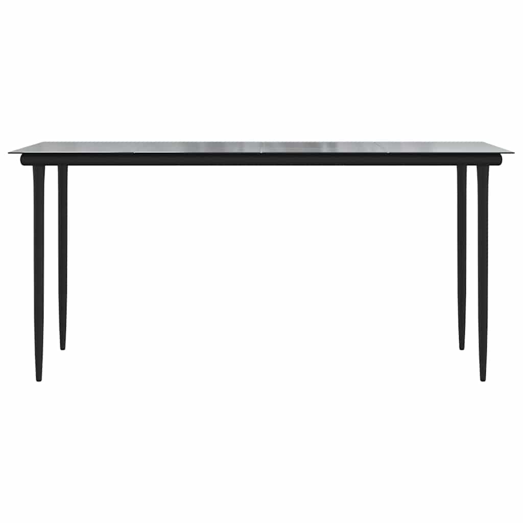 5 Piece Garden Dining Set Black Poly Rattan Glass