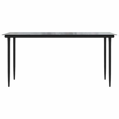 5 Piece Garden Dining Set Black Poly Rattan Glass