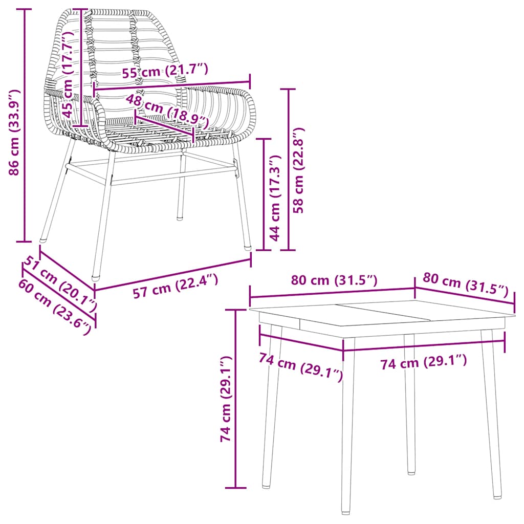 5 Piece Garden Dining Set Brown Poly Rattan Glass