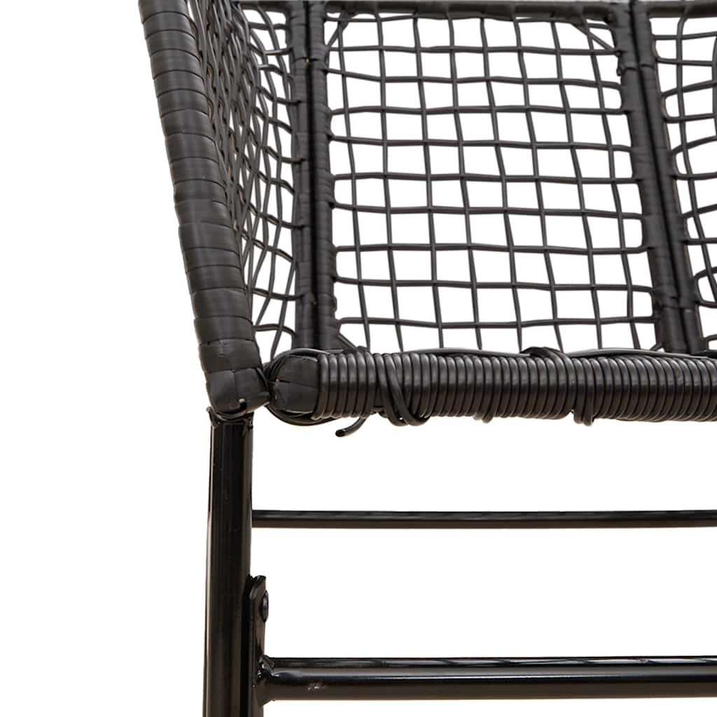 3 Piece Garden Dining Set Black Poly Rattan Glass