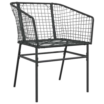 7 Piece Garden Dining Set Black Poly Rattan Glass