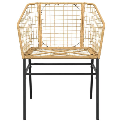 3 Piece Garden Dining Set Brown Poly Rattan Glass
