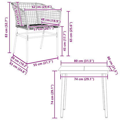Garden Dining Set | Brown | PE Rattan | Medium |  Durable