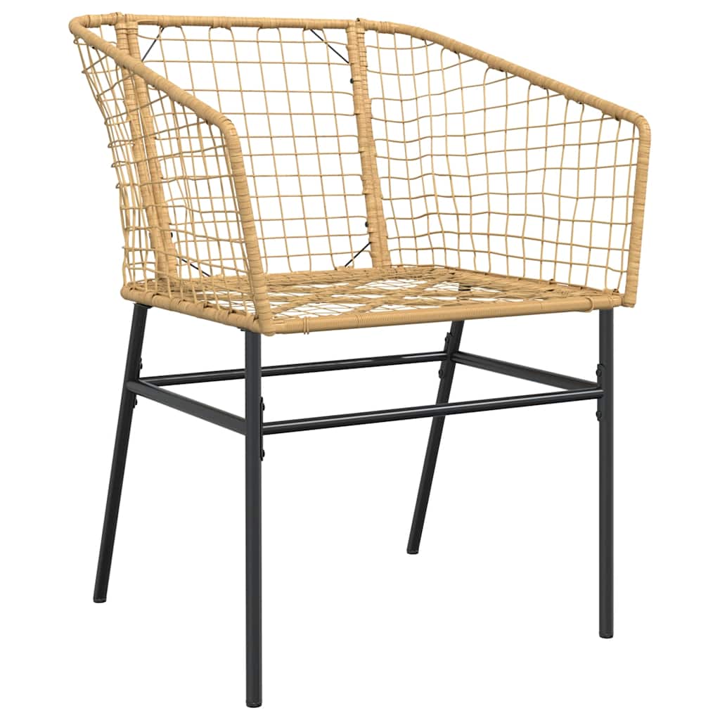 5 Piece Garden Dining Set Brown Poly Rattan Glass