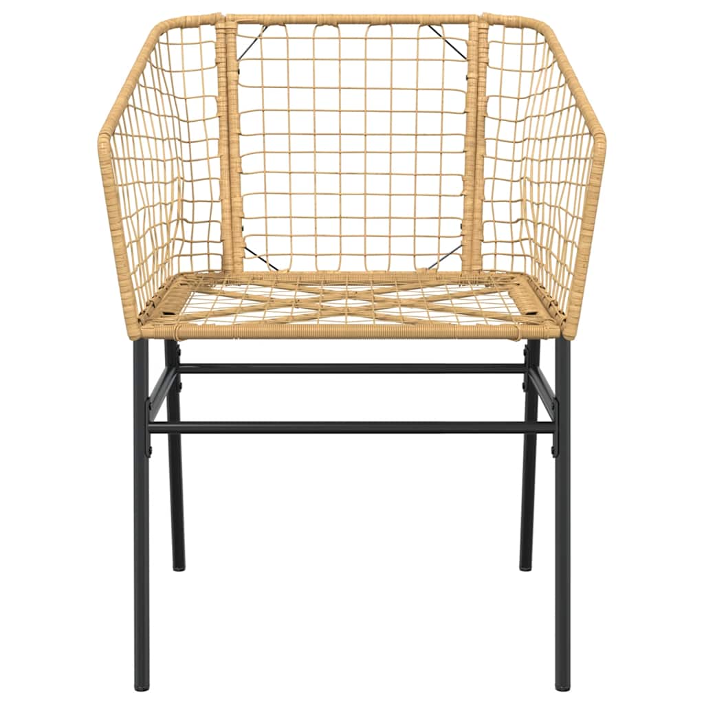 5 Piece Garden Dining Set Brown Poly Rattan Glass