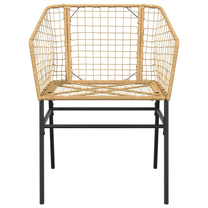 5 Piece Garden Dining Set Brown Poly Rattan Glass