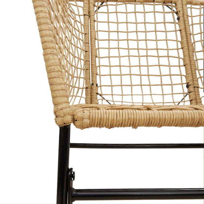 5 Piece Garden Dining Set Brown Poly Rattan Glass