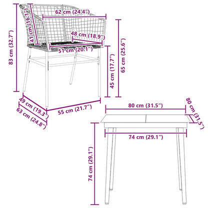 5 Piece Garden Dining Set Brown Poly Rattan Glass
