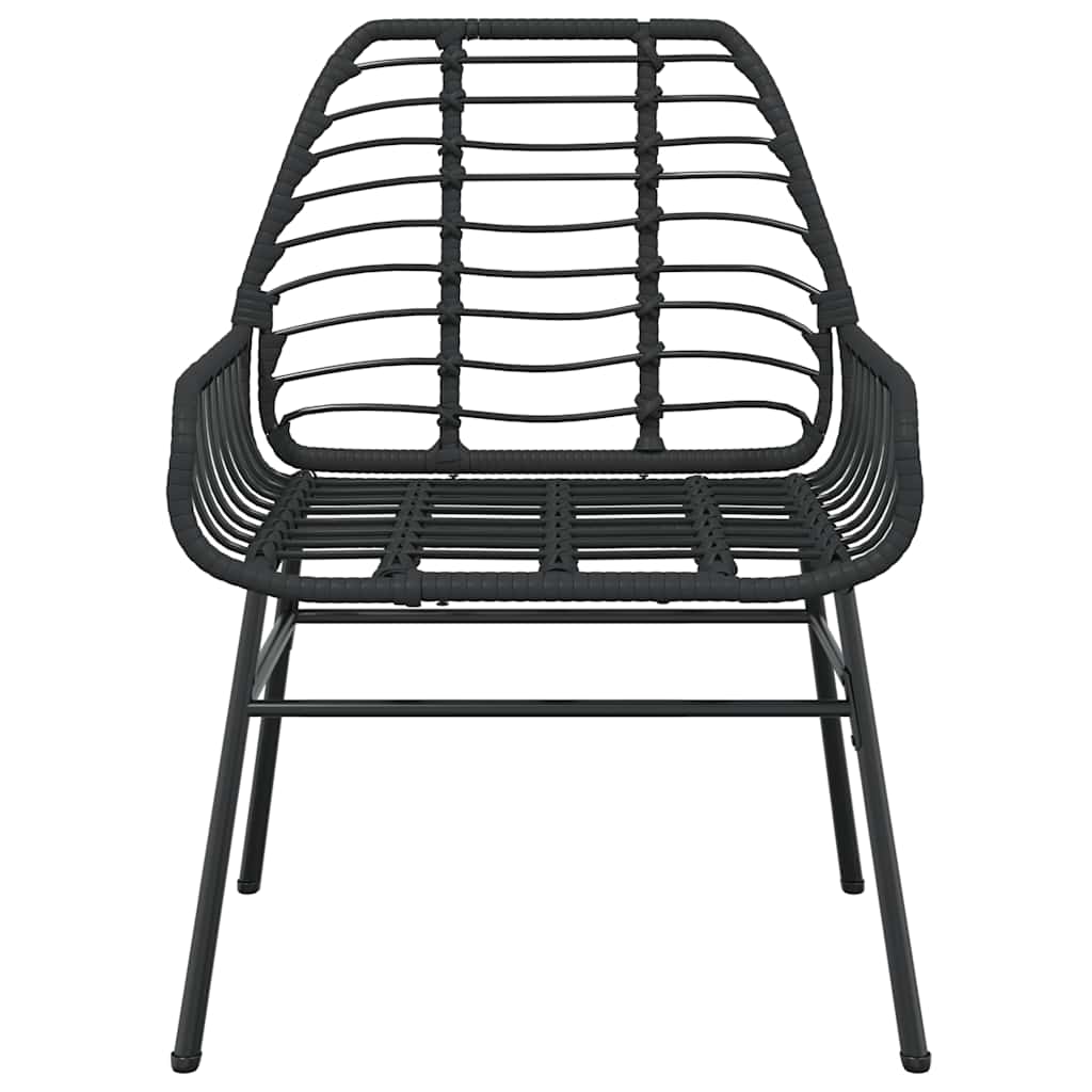 3 Piece Garden Dining Set Black Poly Rattan Glass