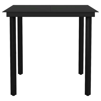 5 Piece Garden Dining Set Black Poly Rattan Glass
