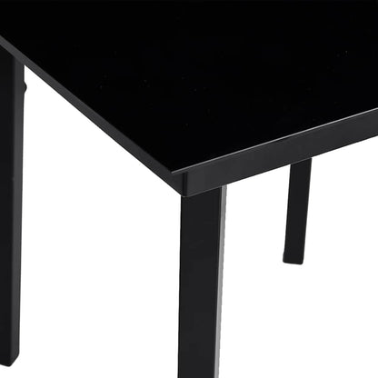 5 Piece Garden Dining Set Black Poly Rattan Glass