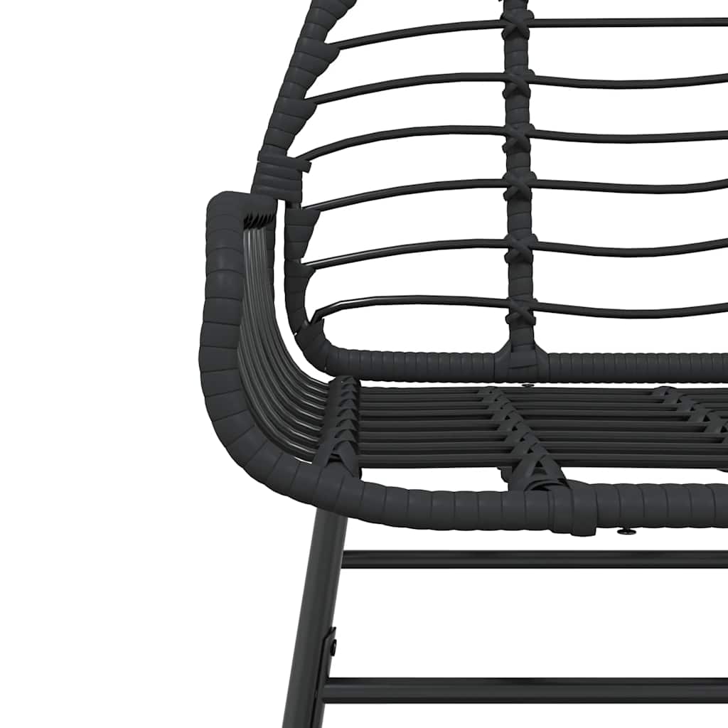 7 Piece Garden Dining Set Black Poly Rattan Glass