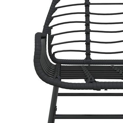 7 Piece Garden Dining Set Black Poly Rattan Glass