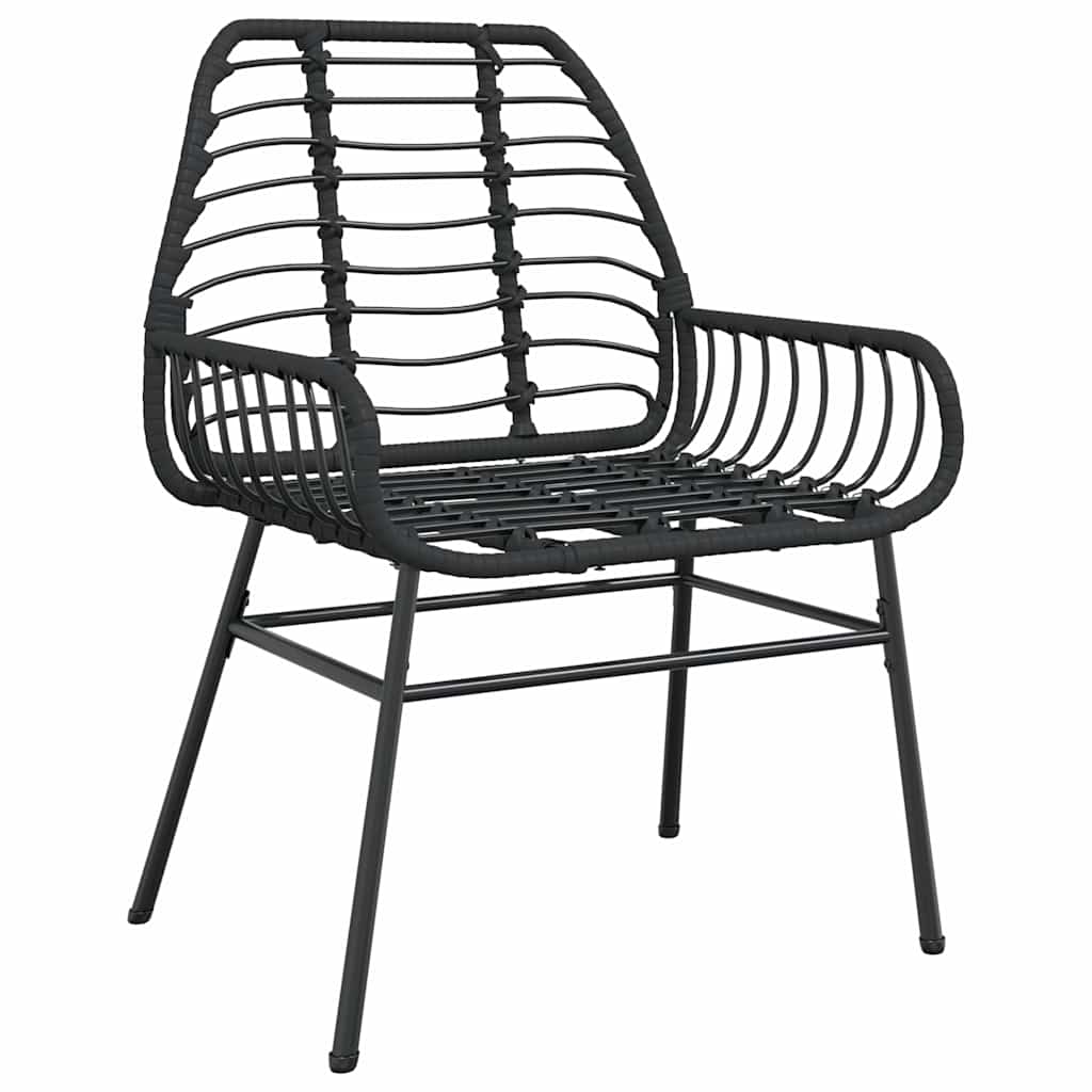 7 Piece Garden Dining Set Black Poly Rattan Glass