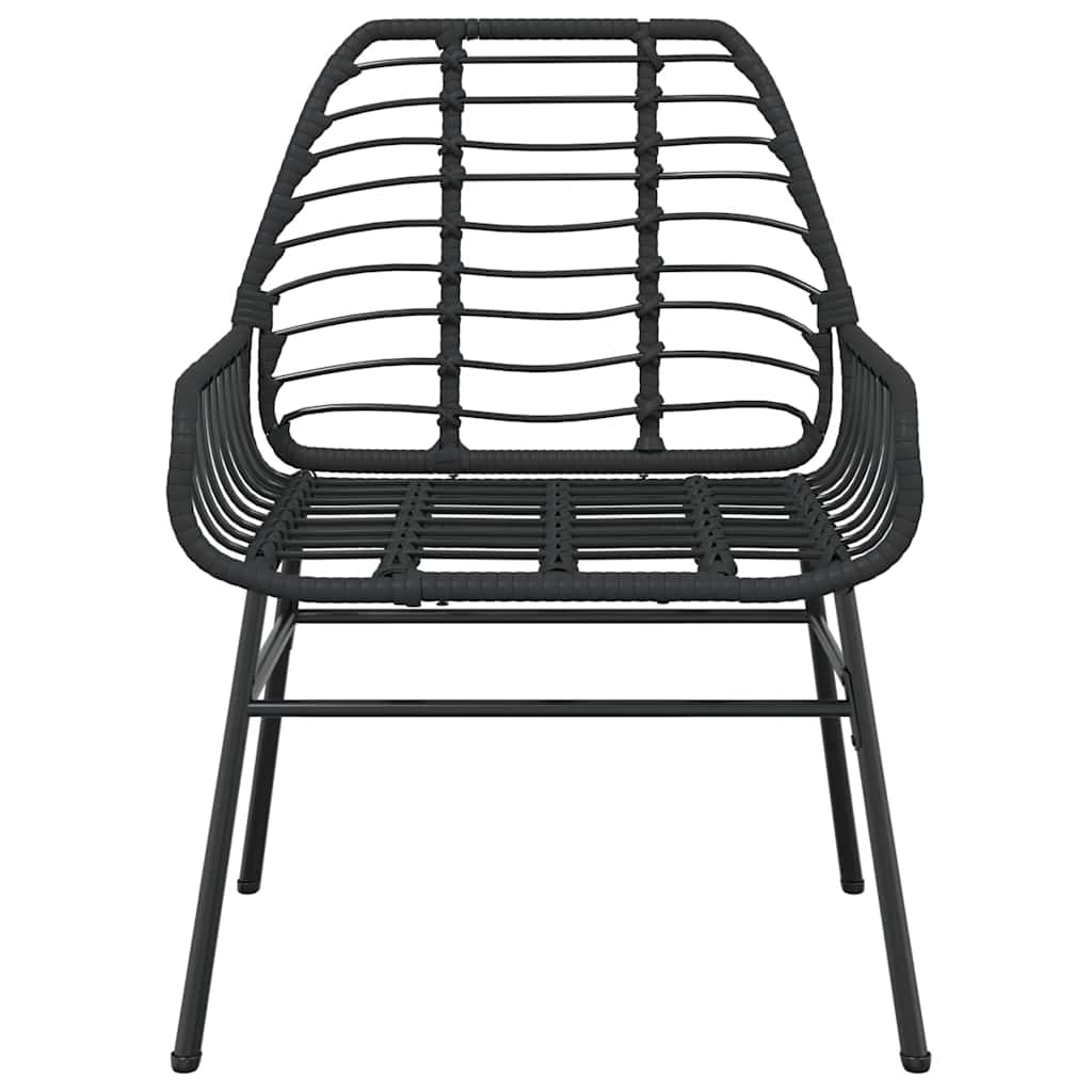 7 Piece Garden Dining Set Black Poly Rattan Glass