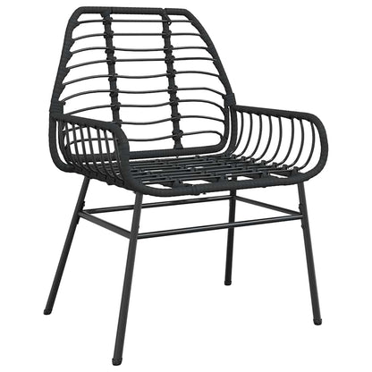 9 Piece Garden Dining Set Black Poly Rattan Glass
