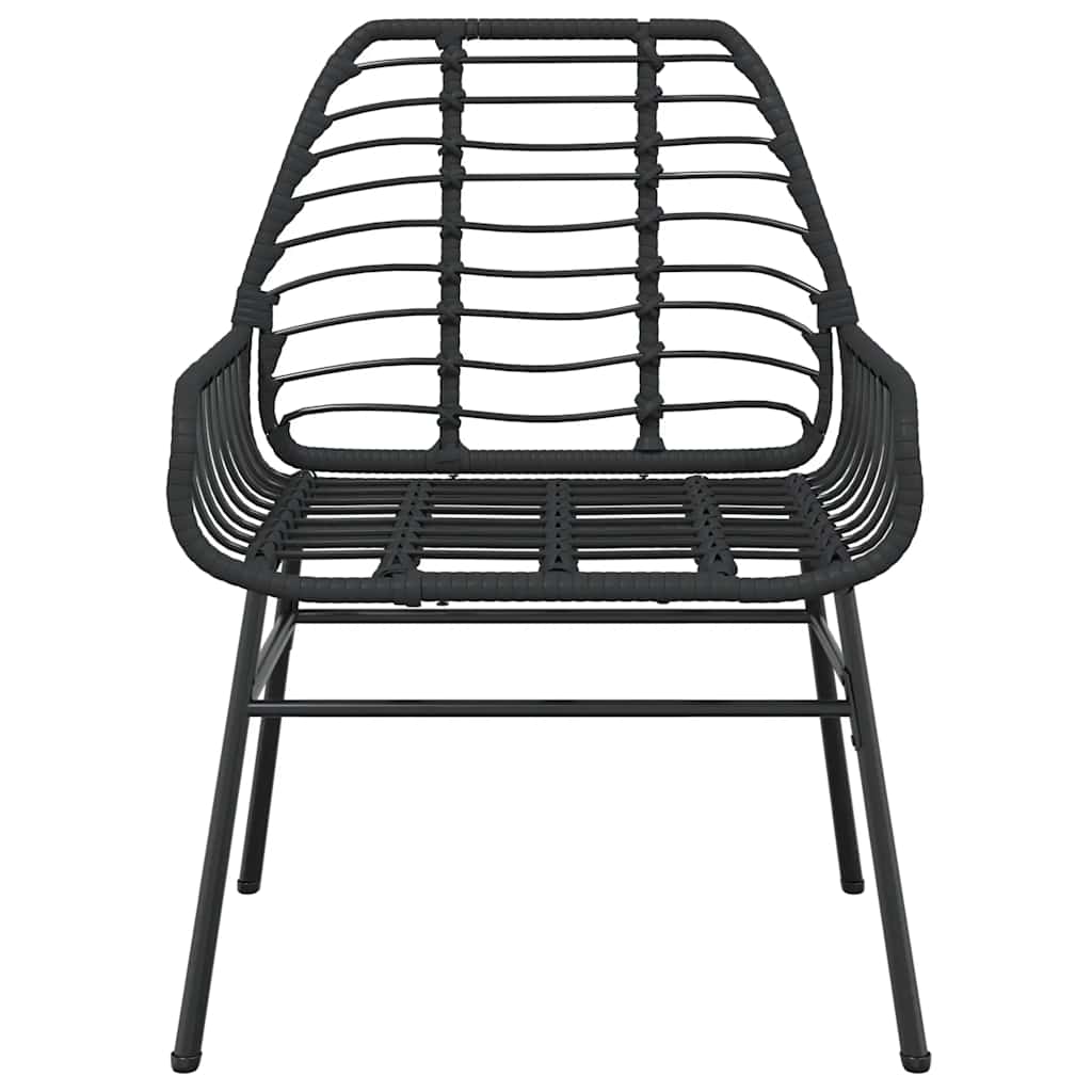 9 Piece Garden Dining Set Black Poly Rattan Glass