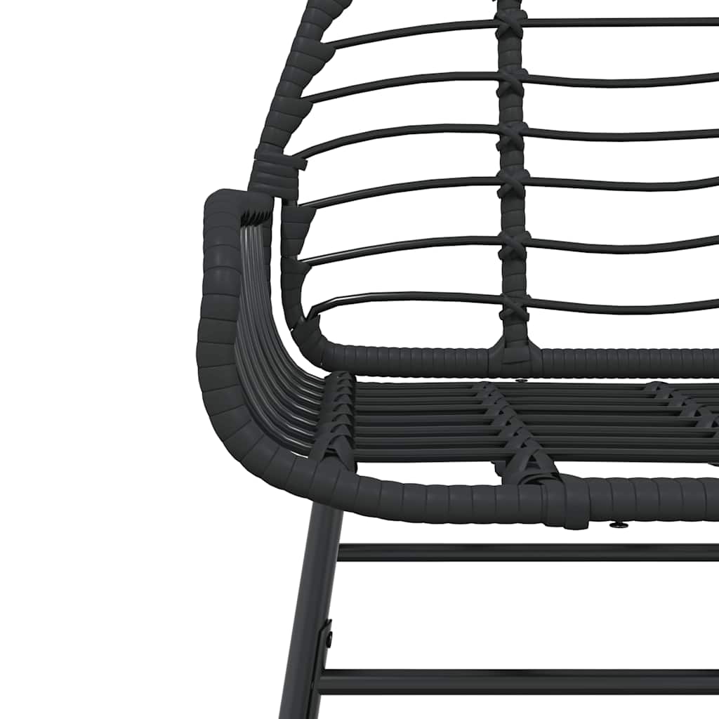 9 Piece Garden Dining Set Black Poly Rattan Glass