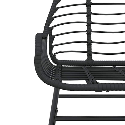 9 Piece Garden Dining Set Black Poly Rattan Glass