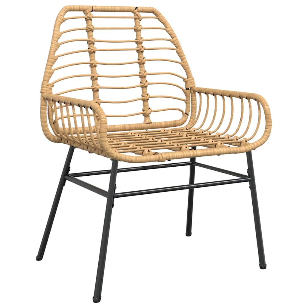 3 Piece Garden Dining Set Brown Poly Rattan Glass