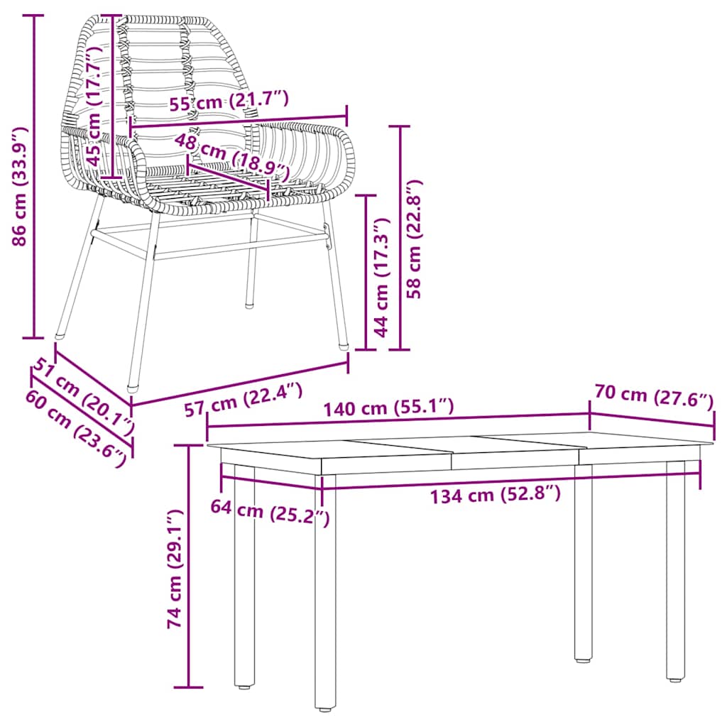 5 Piece Garden Dining Set Brown Poly Rattan Glass