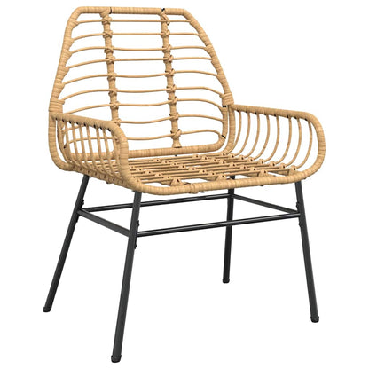 5 Piece Garden Dining Set Brown Poly Rattan Glass