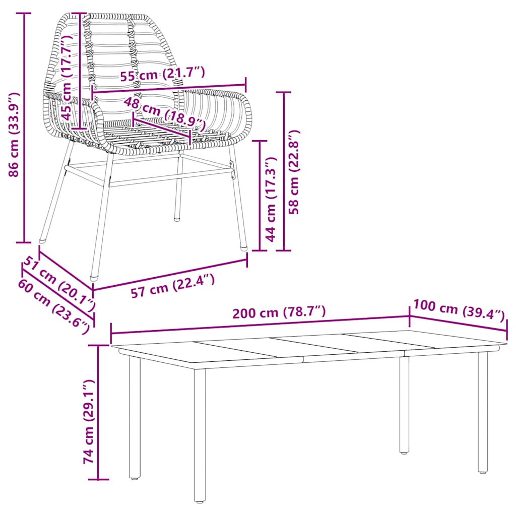 9 Piece Garden Dining Set Brown Poly Rattan Glass